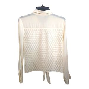 Two by Vince Camuto Cream Button Up Tie Front Lace Back Blouse Size S/P